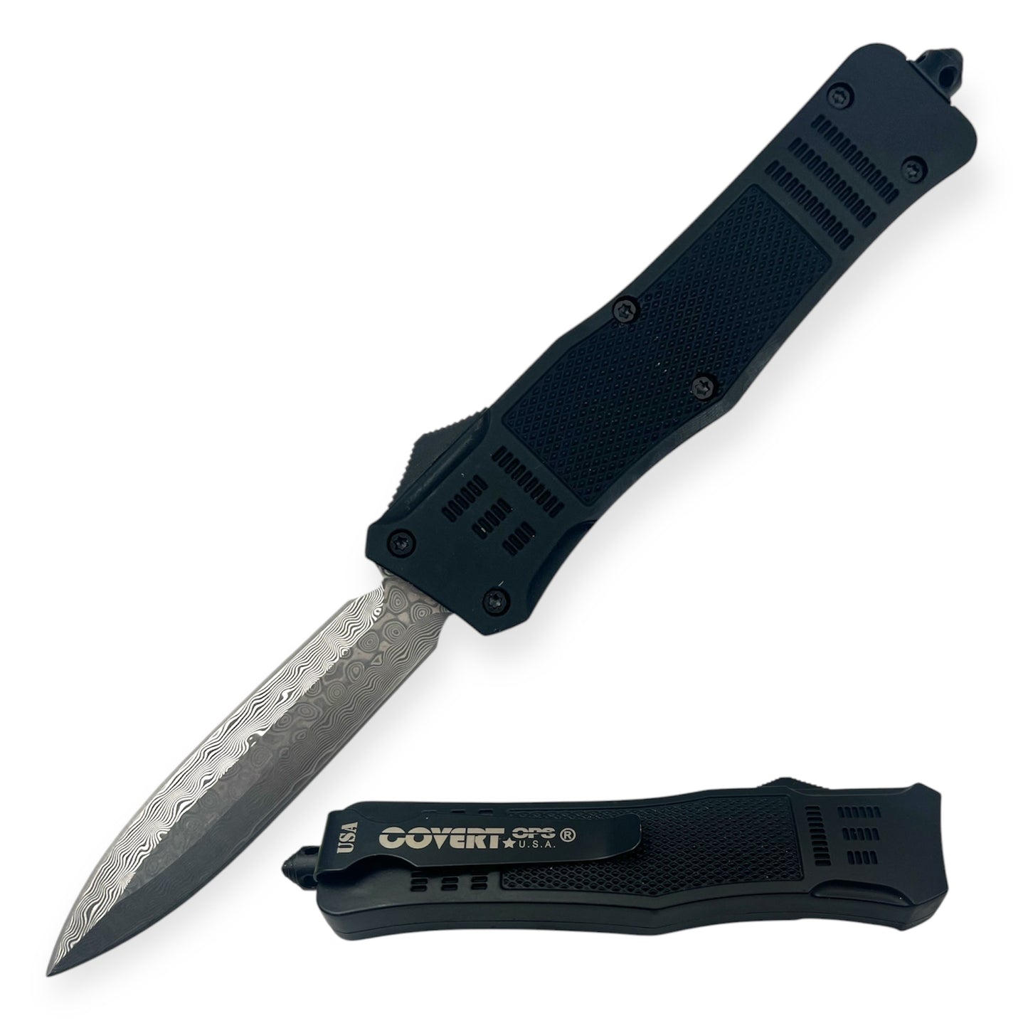 Covert Ops® Automatic OTF 8 Inch Auto Double Damascus