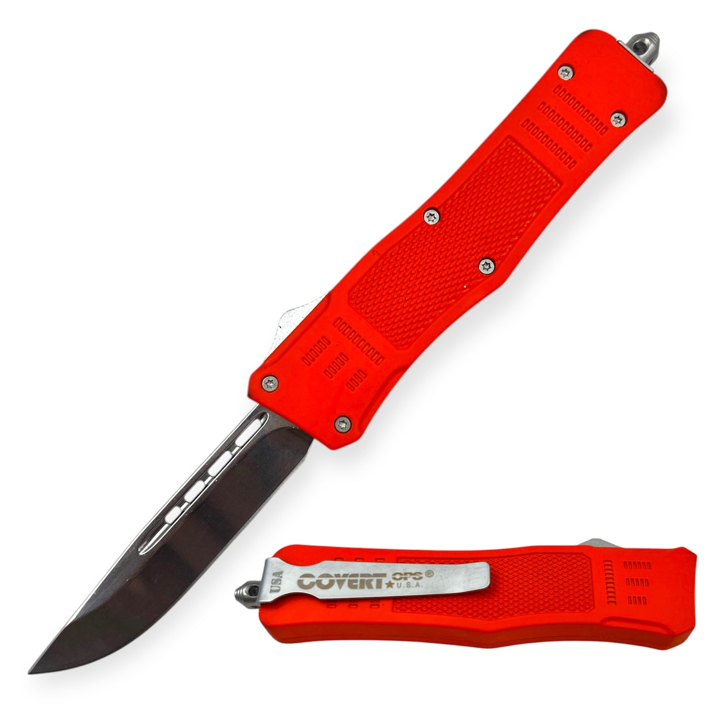 Covert Ops® Automatic OTF 8 Inch Auto Drop Point Orange