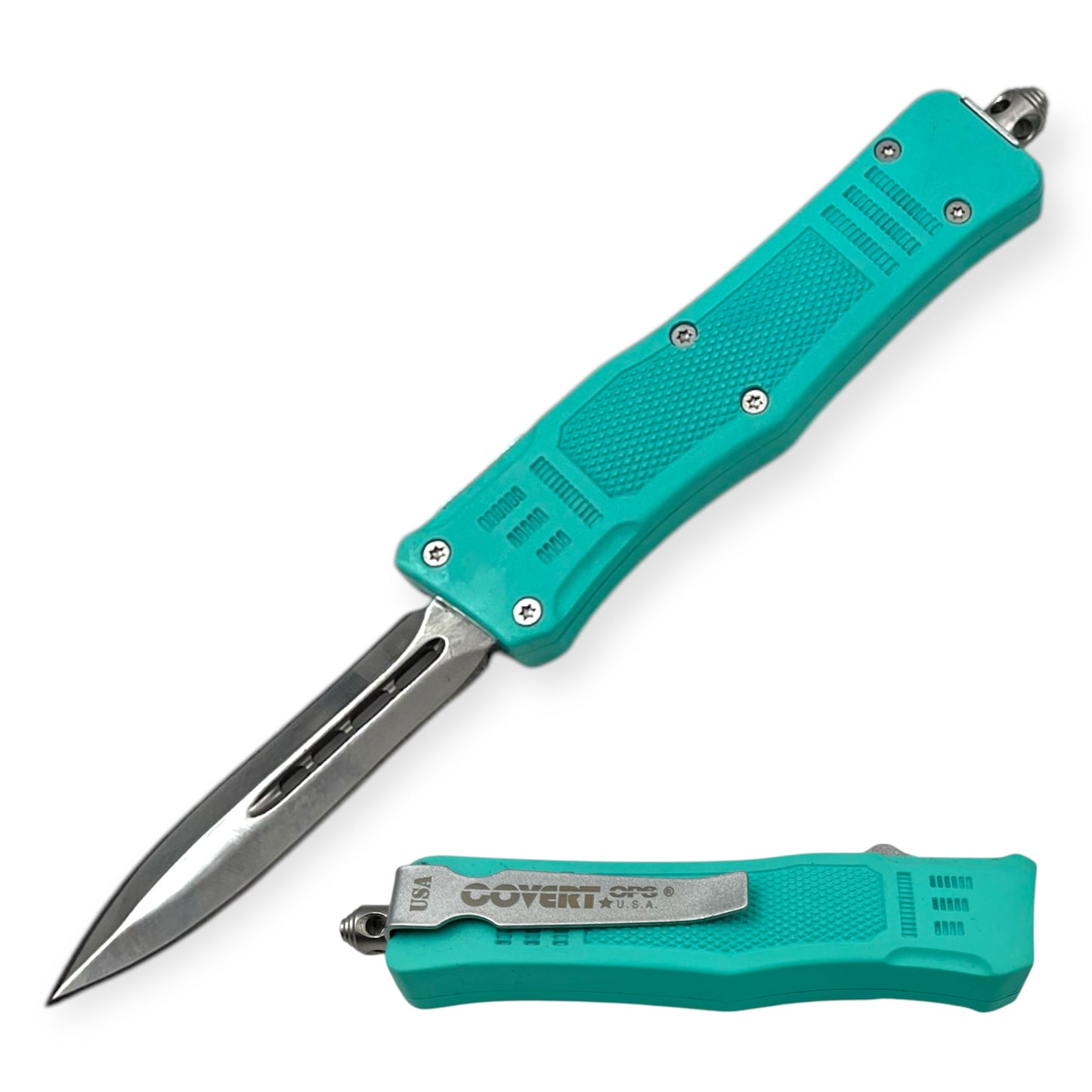 Covert Ops® OTF 7 Inch Auto Double Blade Tiffany Blue