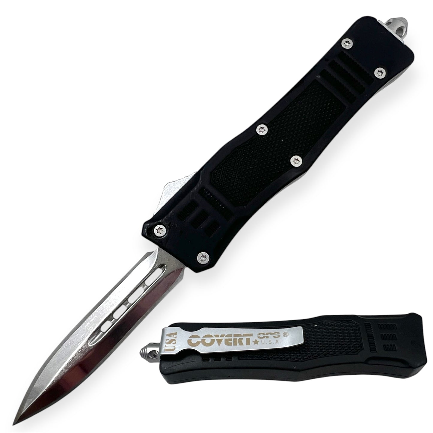 Covert Ops® OTF 7 Inch Auto Double Blade Silver