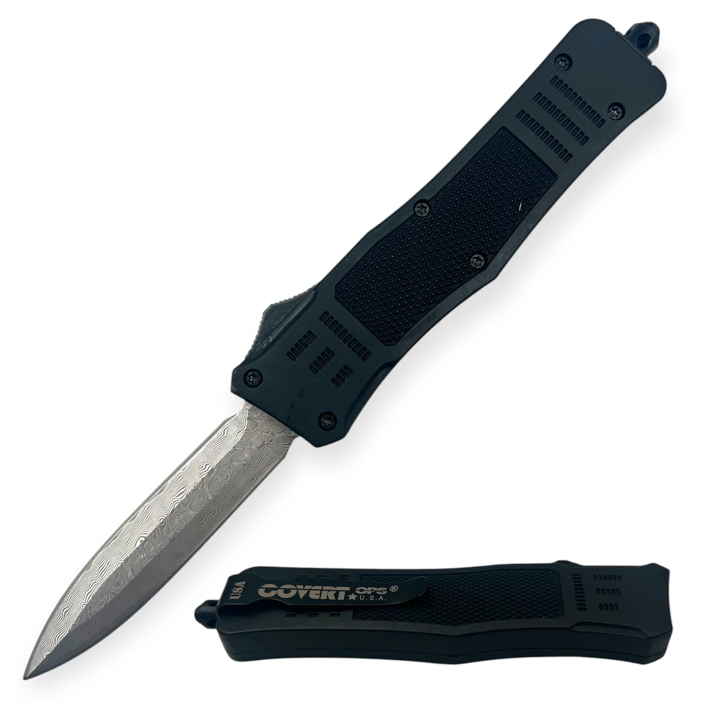 Covert Ops® OTF 7 Inch Auto Double Damascus
