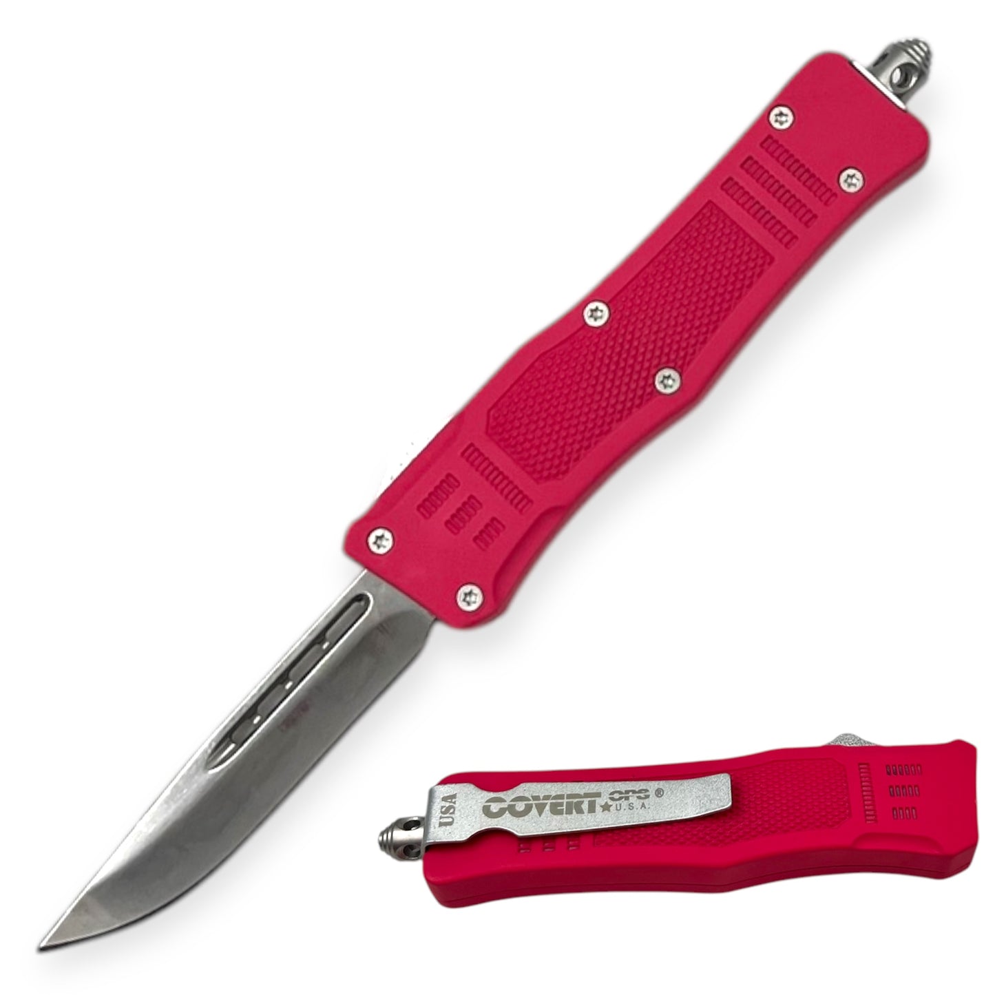 Covert Ops® OTF 7 Inch Auto Drop Point Blade Pink
