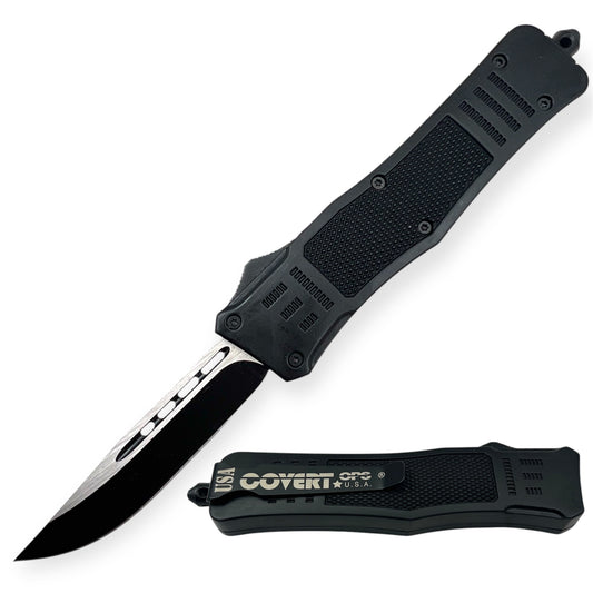 Covert Ops® OTF Automatic Knife 8 Inch Black Drop Point  Blade