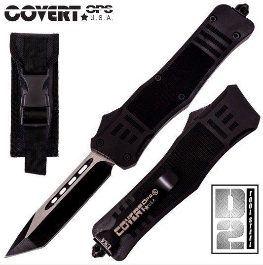 Covert Ops® OTF Automatic Knife 9 inch Overall D2 Steel Blade Tanto